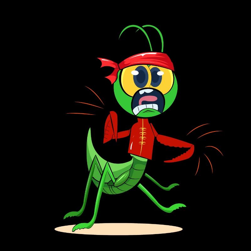 Praying Mantis Wearing Tang Outfit Doing Tai Chi 2
