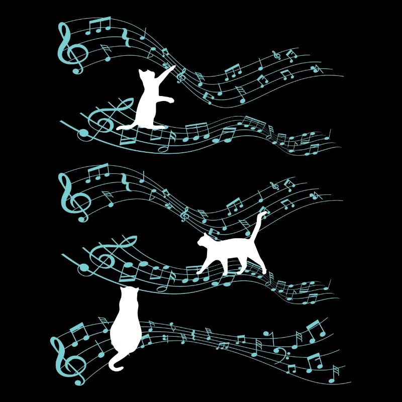 Cute Cat Playing On Musical Notes Musician