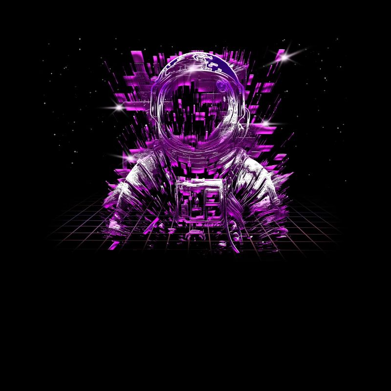80 ans de tige glitch astronaute tons violets cosmos
