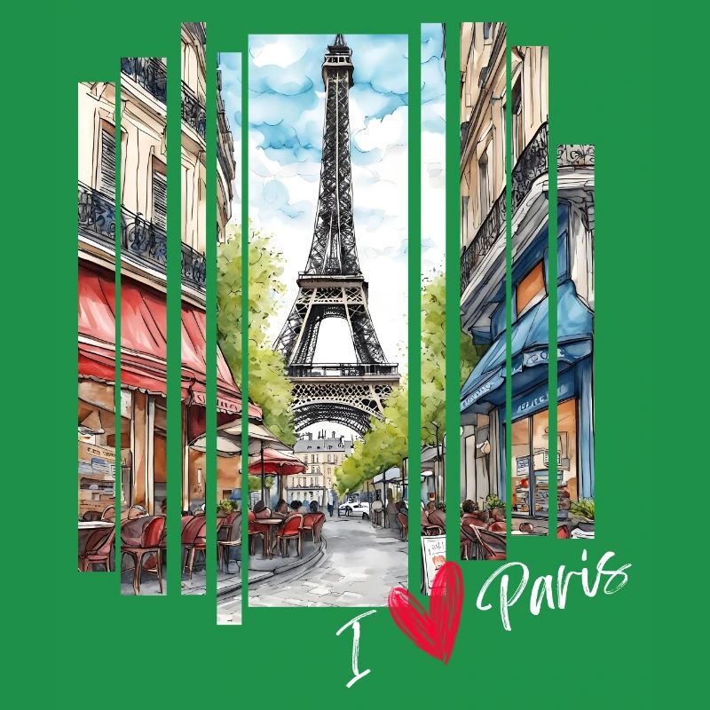 I love Paris: Eiffel Tower and a Charming Cafe