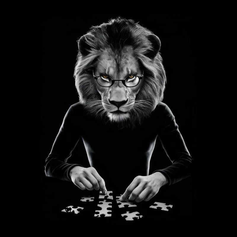 Löwe spielt Puzzle Geschenk