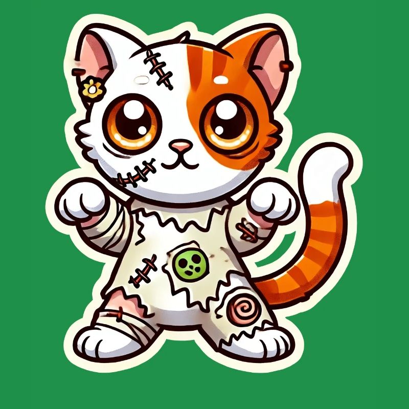 Süßes Zombie Katze Halloween Kostüm Süßes oder Saures!