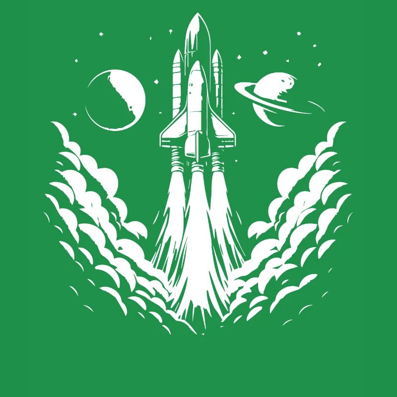 launching rocket, pixel art, outer space