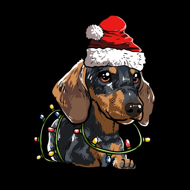 Daschund Santa Christmas Tree Lights