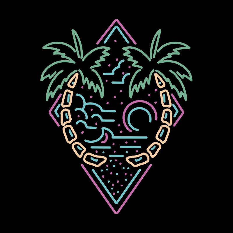 Island with palm trees with palm trees neon style