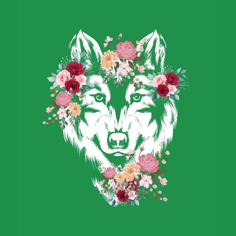Wolf Wolfskopf Fleurs Déco