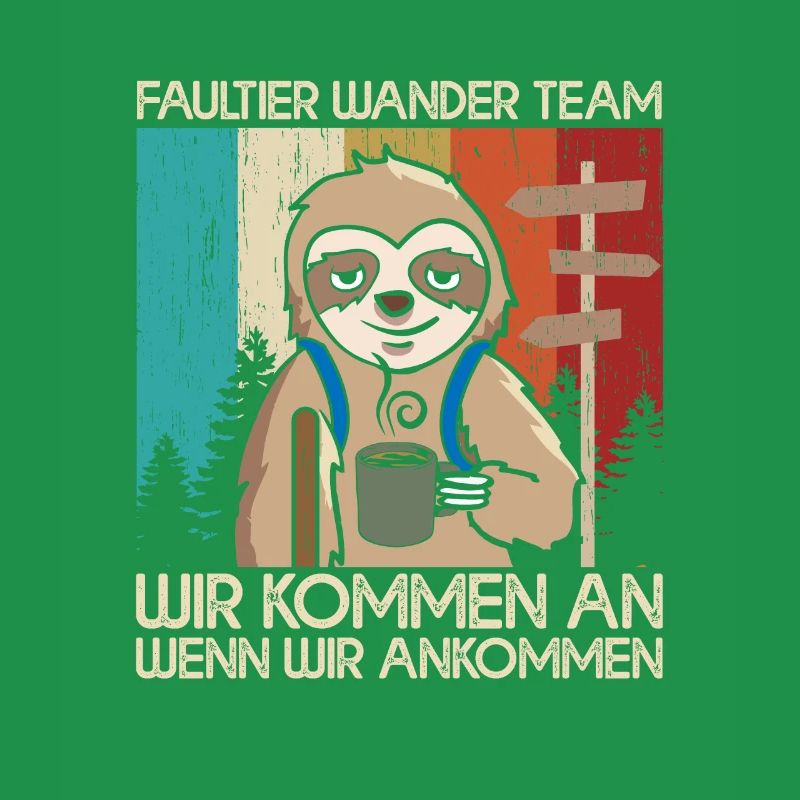 Faultier Wander Team Bergsteiger Wanderung Retro