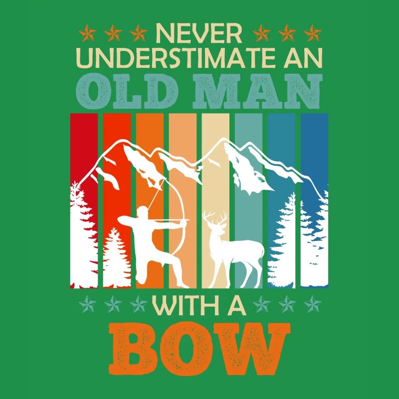 Alter Mann mit Bogen Langbogen Bogenschütze