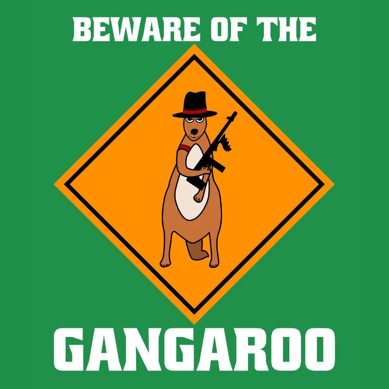 Kangaroo warning armed kangaroos
