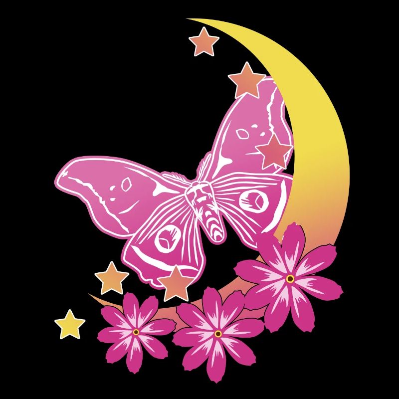 Papillon rose lune occulte papillon goth