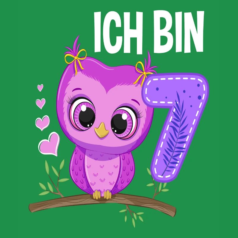 Ich Bin 7 Eule 7. Geburtstag Eulen Mädchen