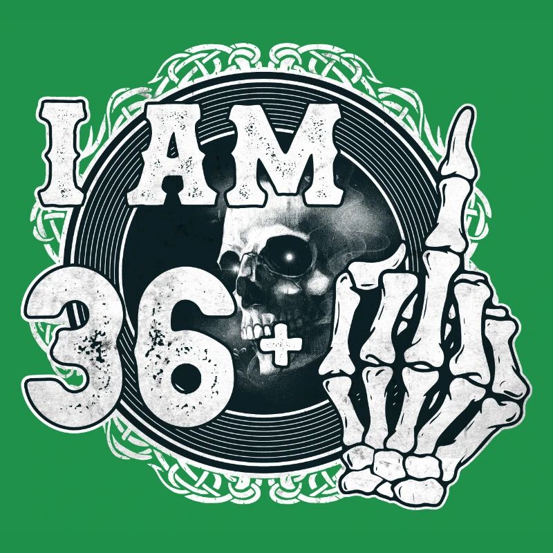 I'm 36 plus 1 middle finger Skull funny 37th
