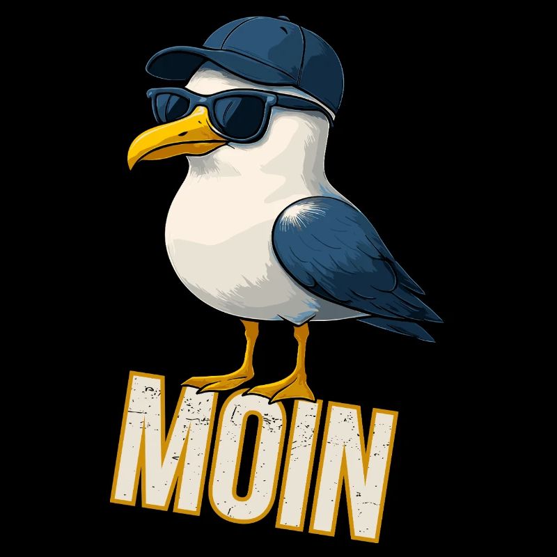 Coole Möwe mit Cap & Sonnenbrille - Moin Design