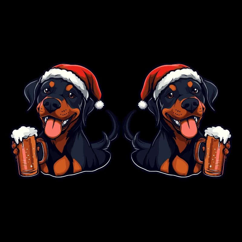 Équipe de bière de Noël Doberman Dog