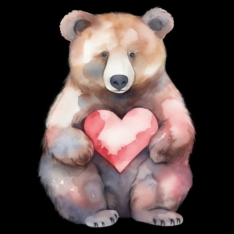 Ours mignon et mignon avec coeur amour ours brun