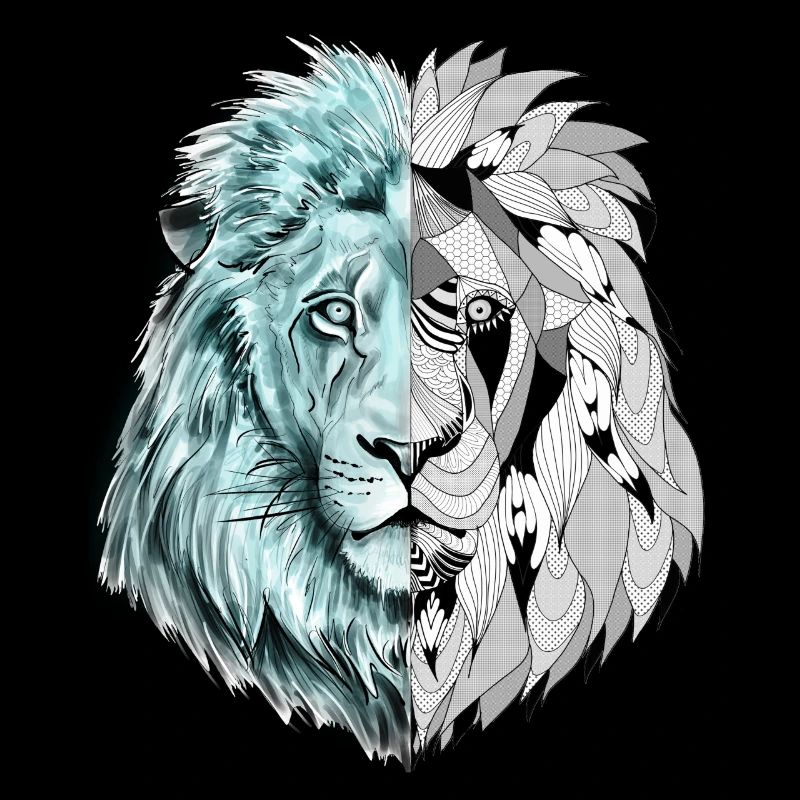 A beautiful lion with an interesting pattern