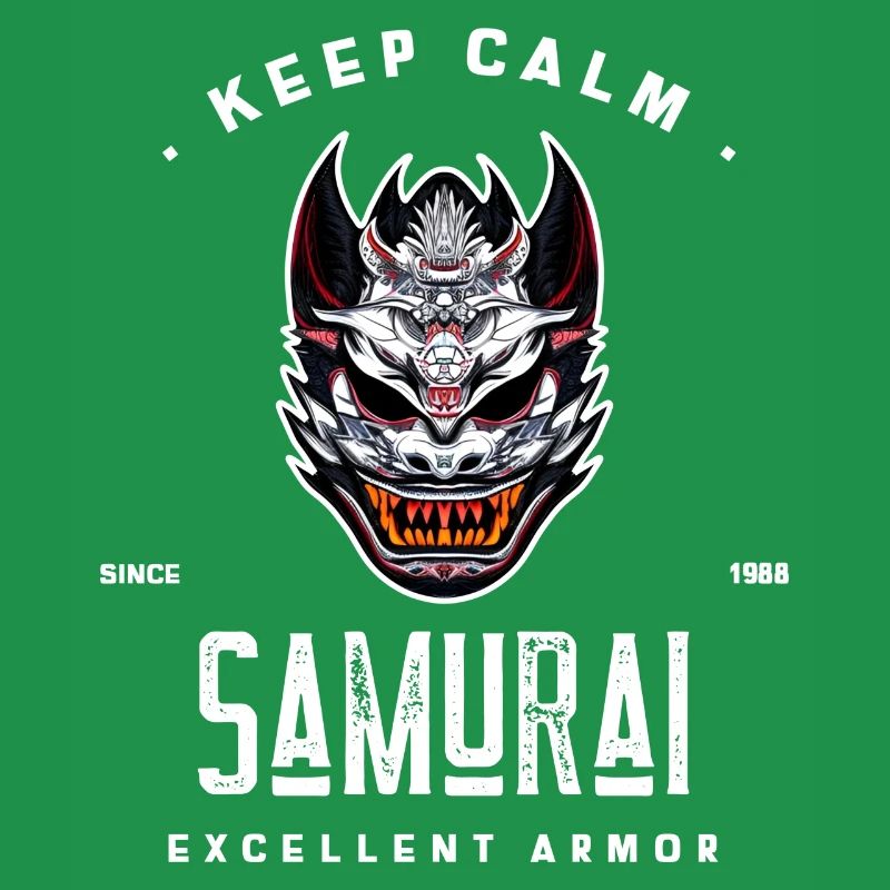 keep calm samurai since 1988 excellent armor