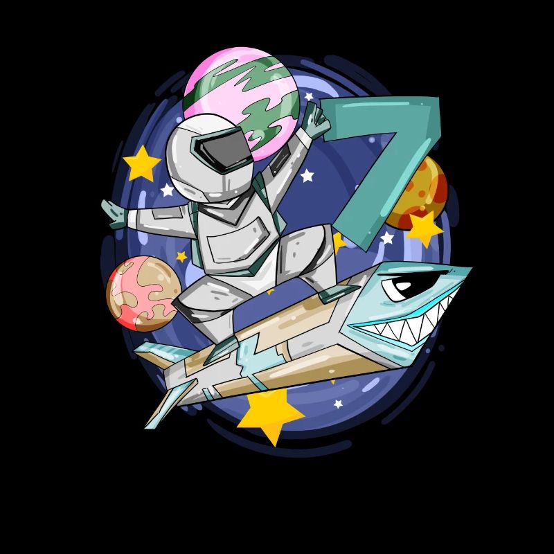 7 Birthday Astronaut Rockets Space