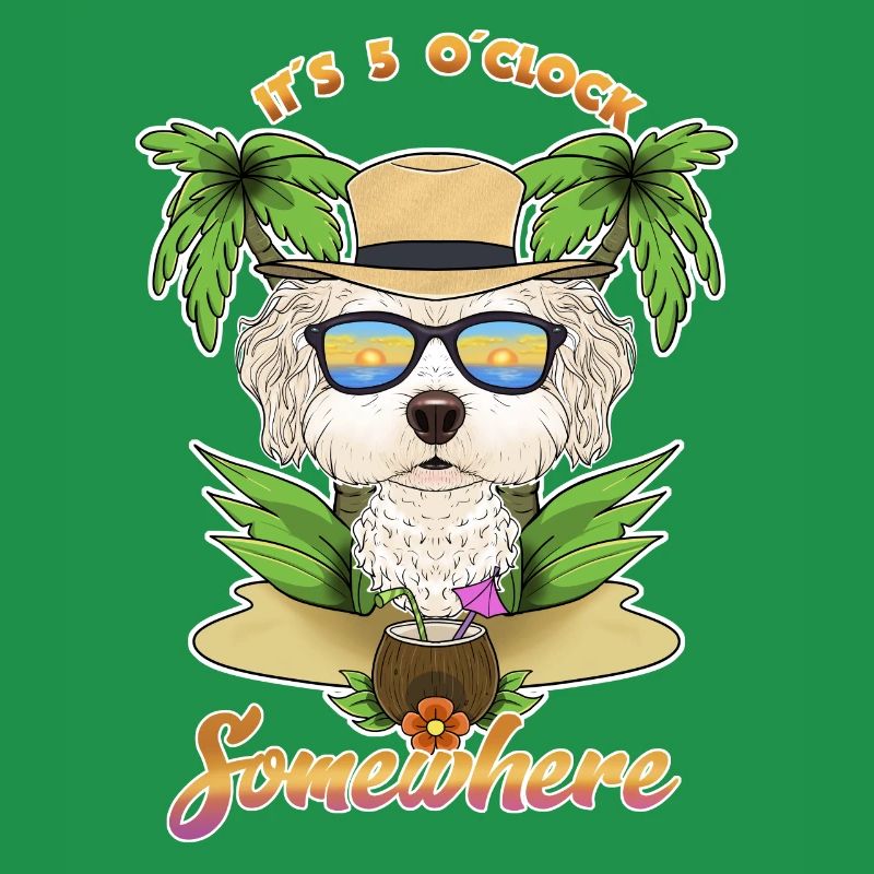 It Is 5 OClock Somewhere Drinking Bichon Frise