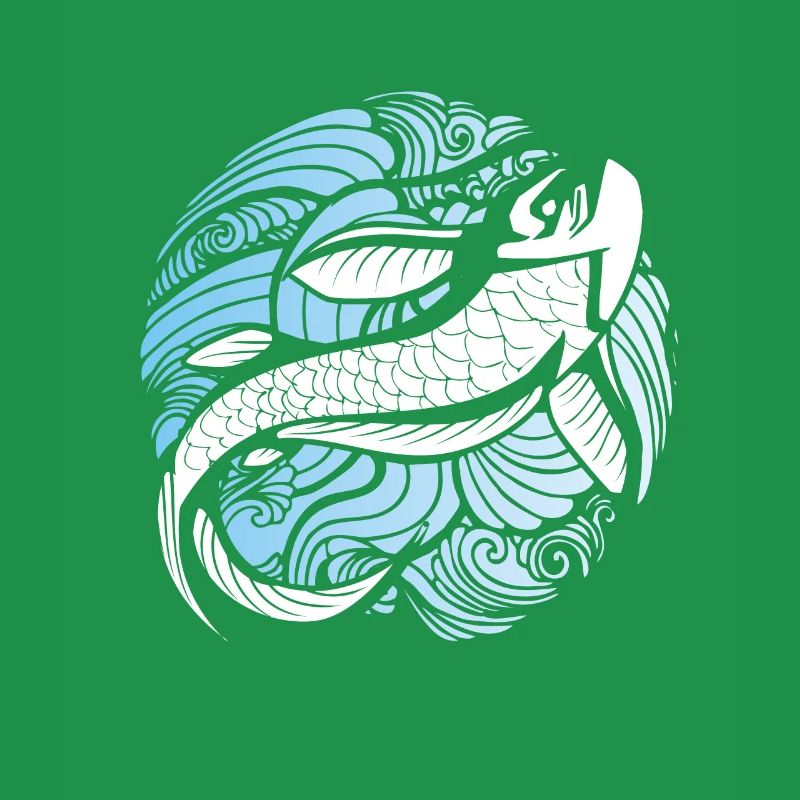 Koi carp blue waves
