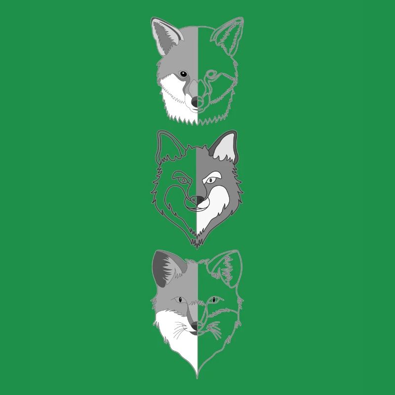 3 Conception d’animaux de la forêt de renards avec tête d’animal