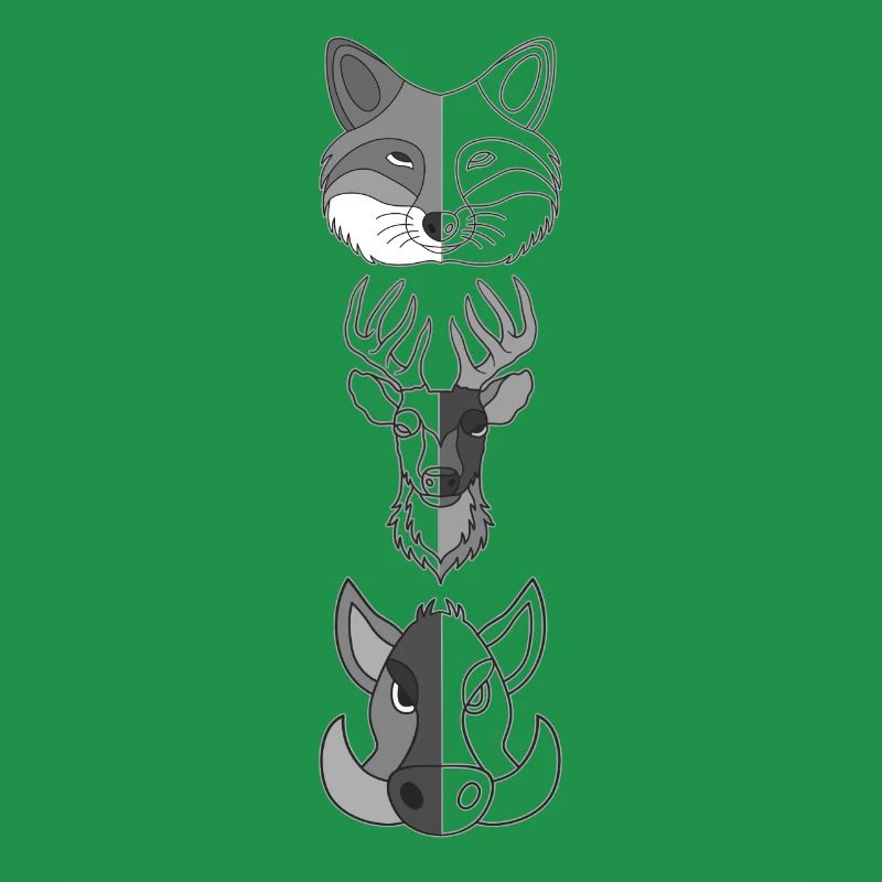 Fuchs Hirsch Wildschein Waldtier Design