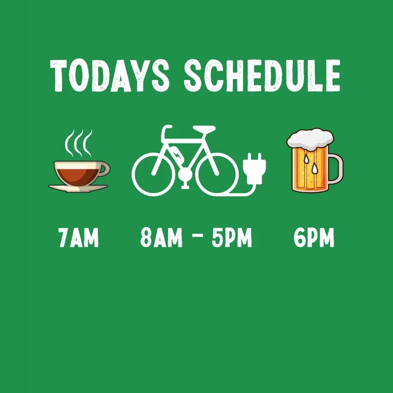 Lustiger heutiger Zeitplan Kaffee Ebike Bier