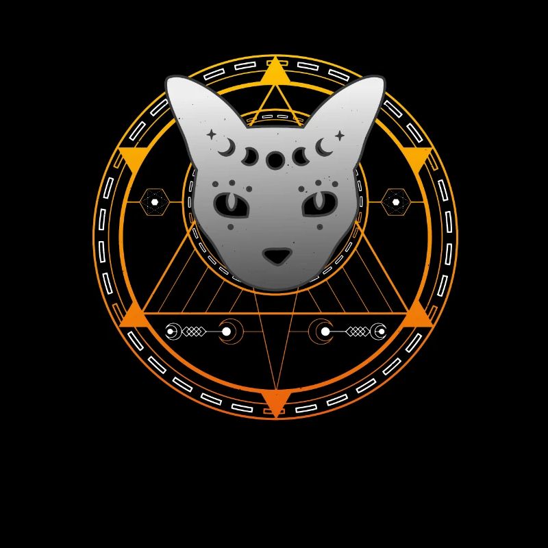 Sacred Geometry Cat Magic Wicca Goth