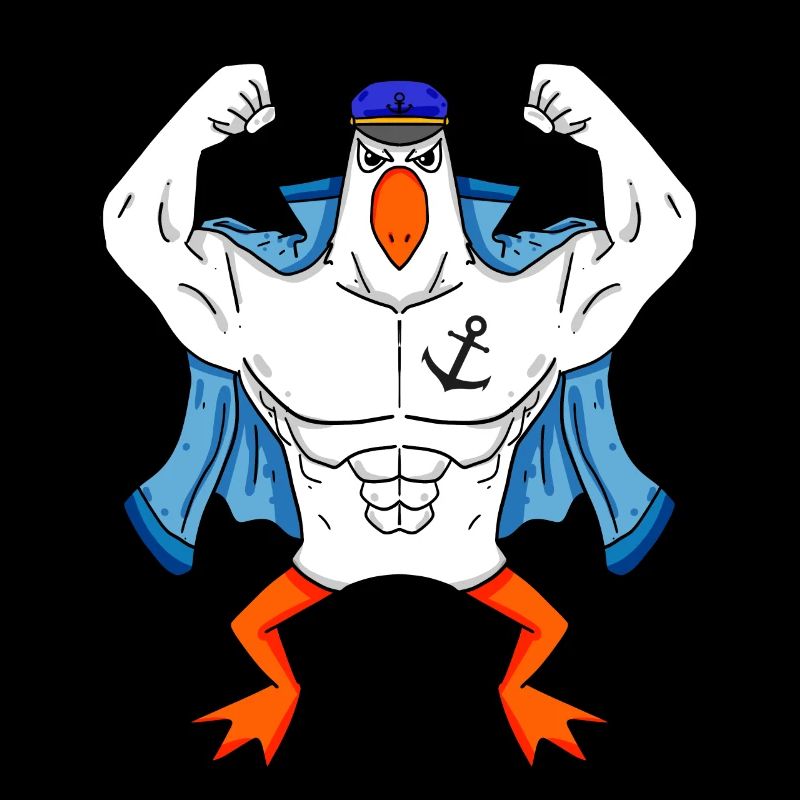 Muskelöse Seemöwe mit Anker Tattoo Möwe Geschenk