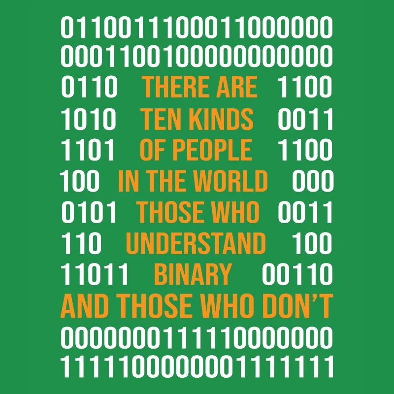 Programmation de code binaire Il existe 10 types de Peop