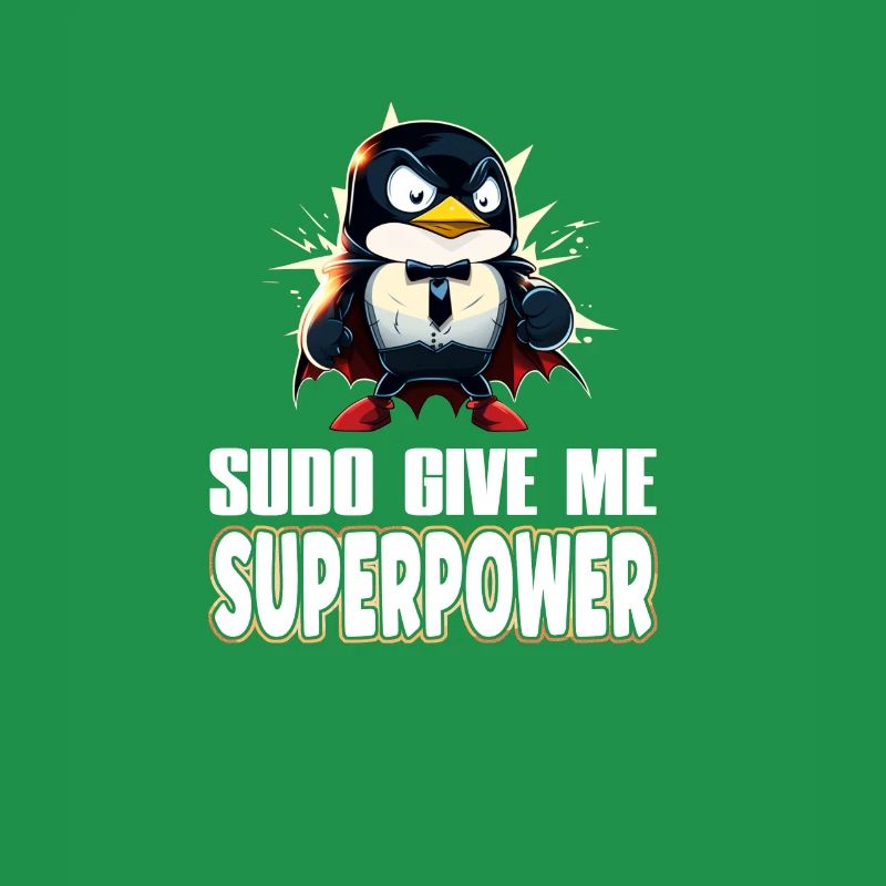 Linux Sudo Superpower Tux Superhero Penguin