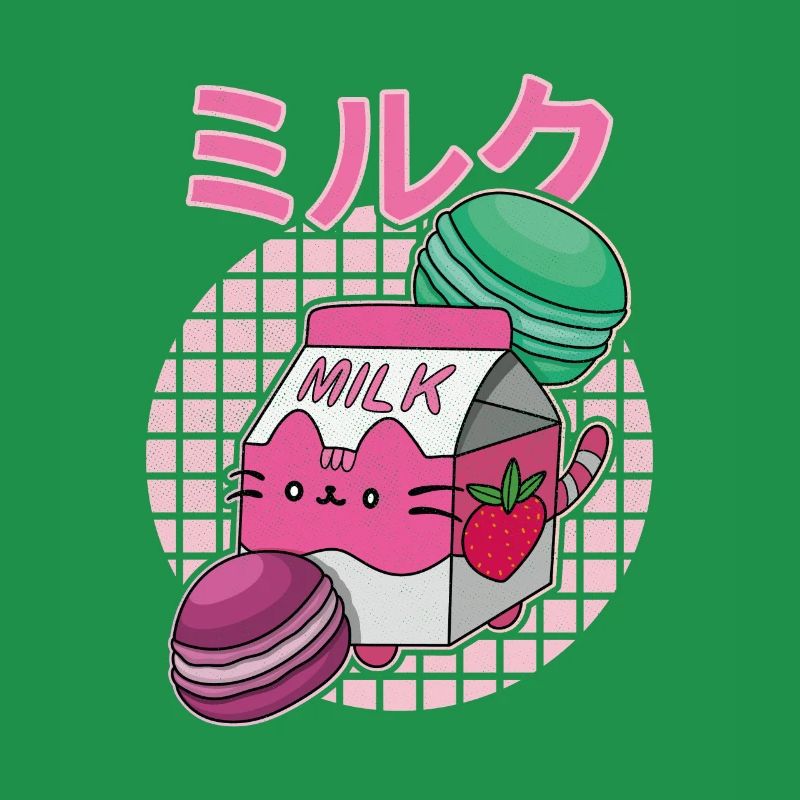 Erdbeeren Milkshake Japan Macaroon Spruch