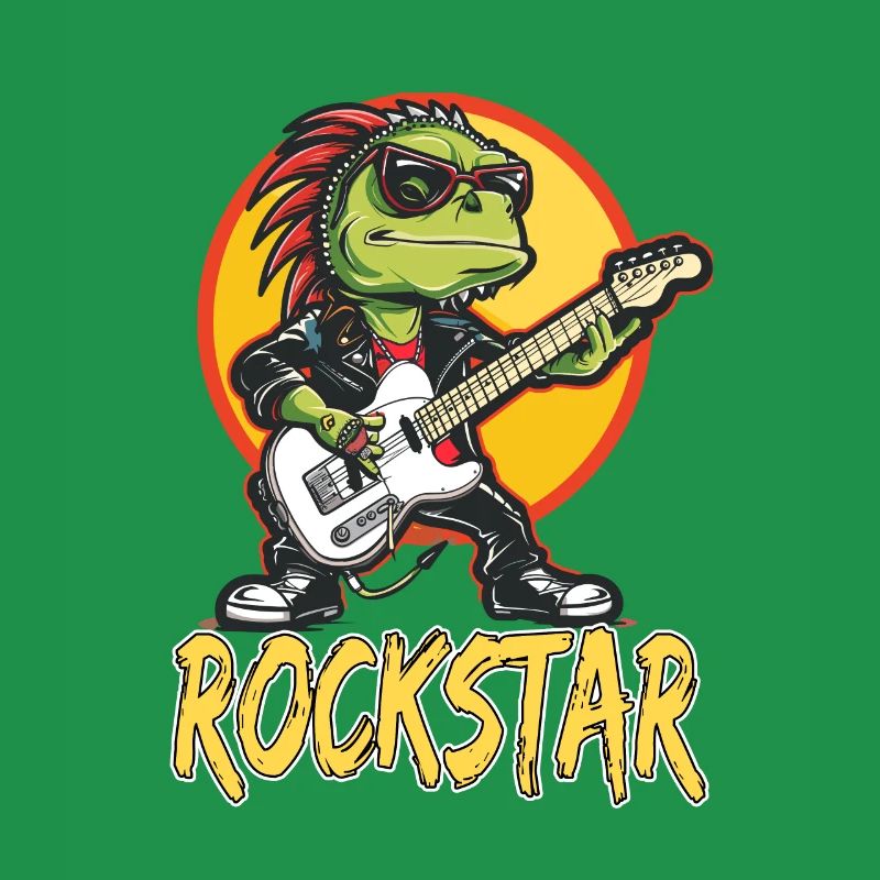 Reptil-Musiker mit E-Gitarre