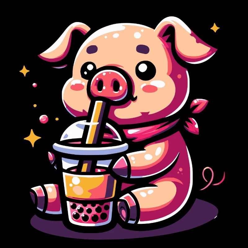Bubble Tea Pig Boba Tea Kawaii Gift