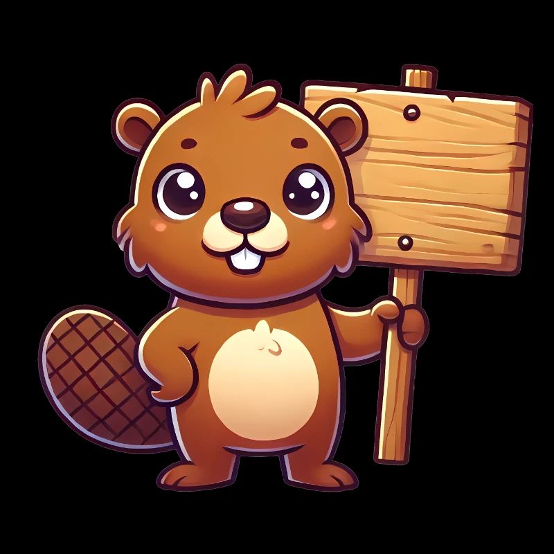 Adorable castor avec conception de panneau vierge