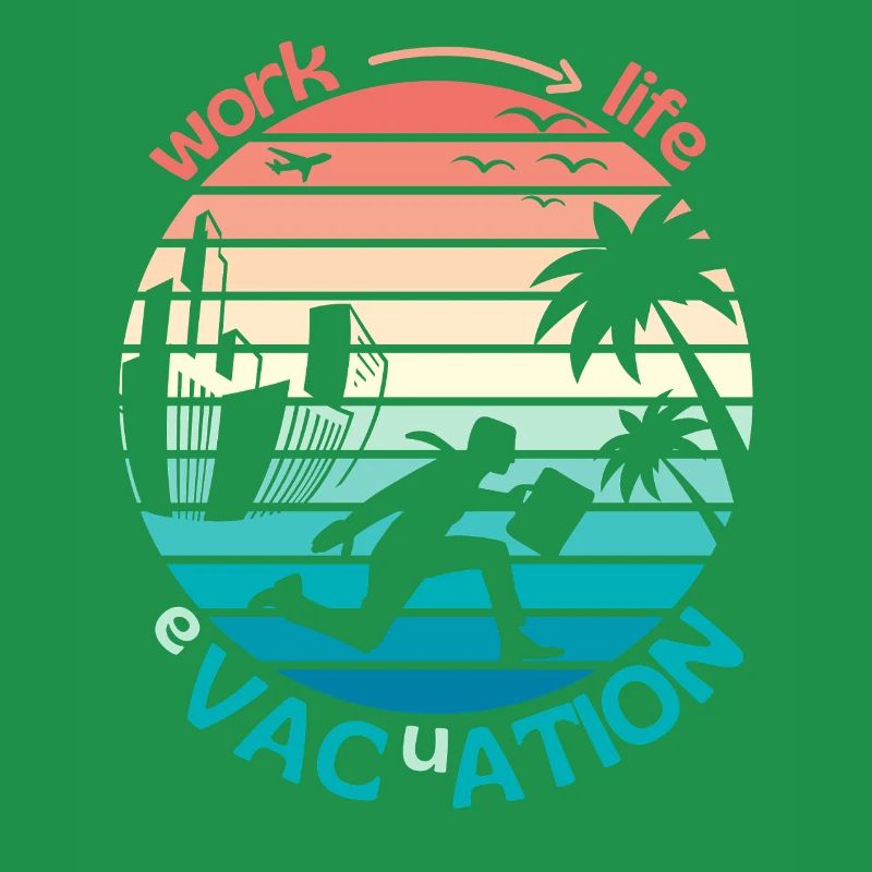 Retro Sunset Style Evakuierung oder Arbeit ins Paradies