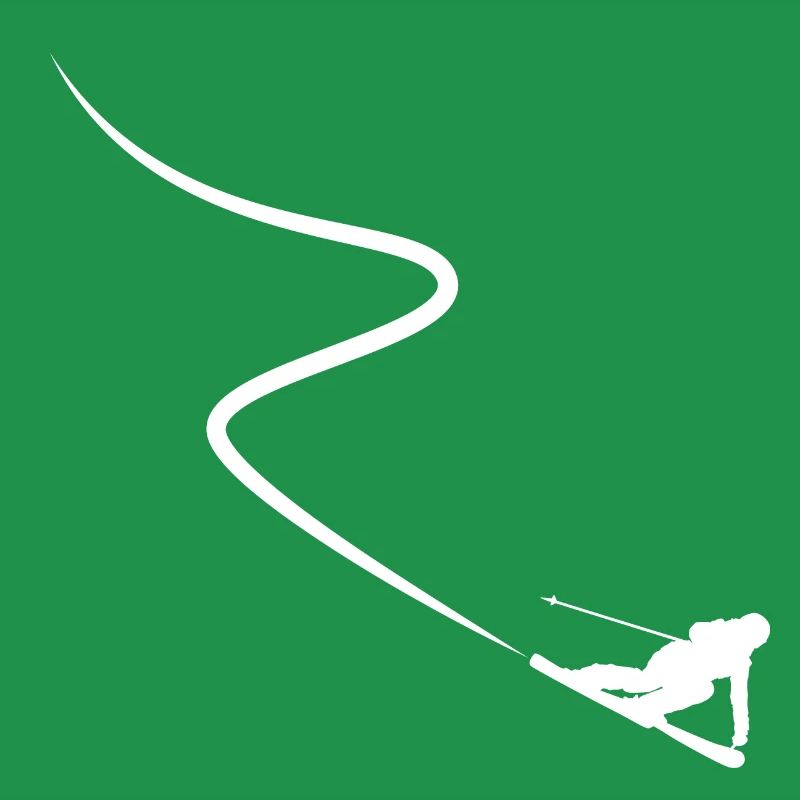 Skier pulls track behind deep snow