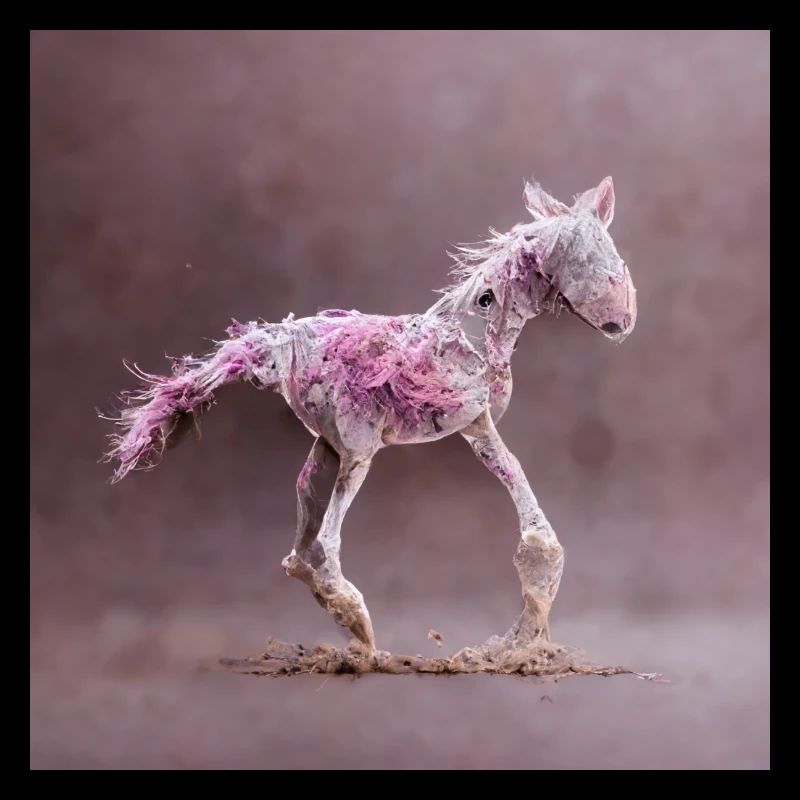 Bébé Cheval Rose Gris Saut