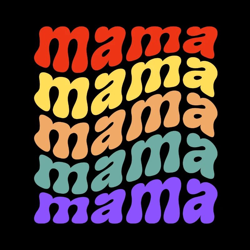 Retro Mama Waves Slogan Multicolore