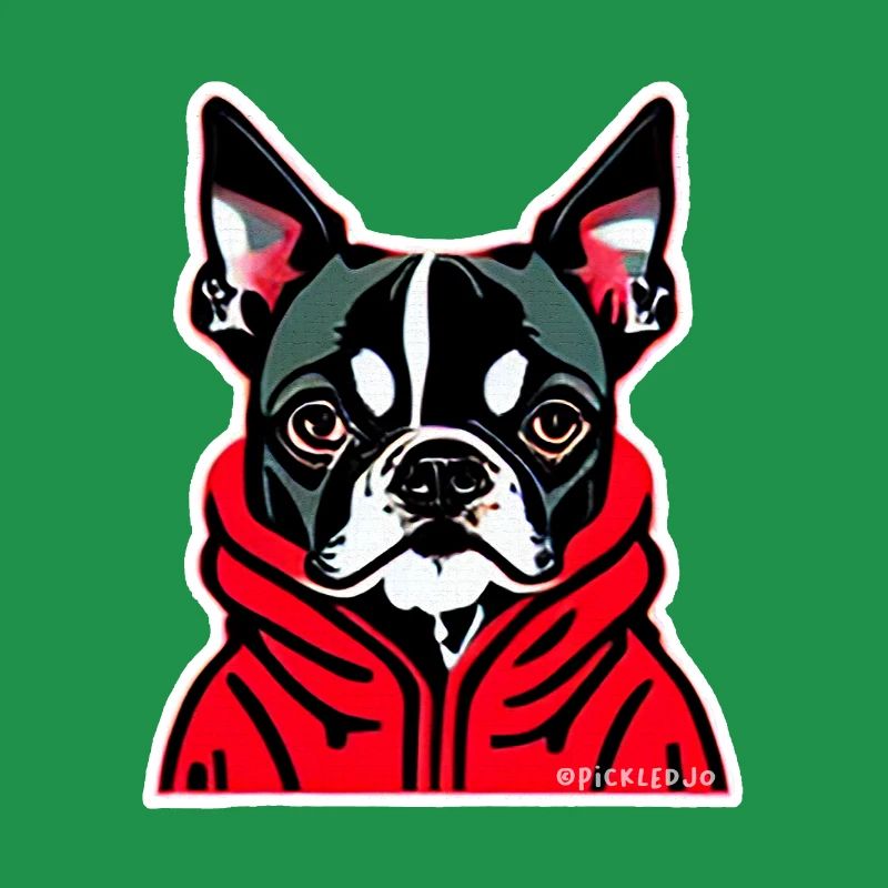 Boston Terrier Roter Kapuzenpullover Pop Art