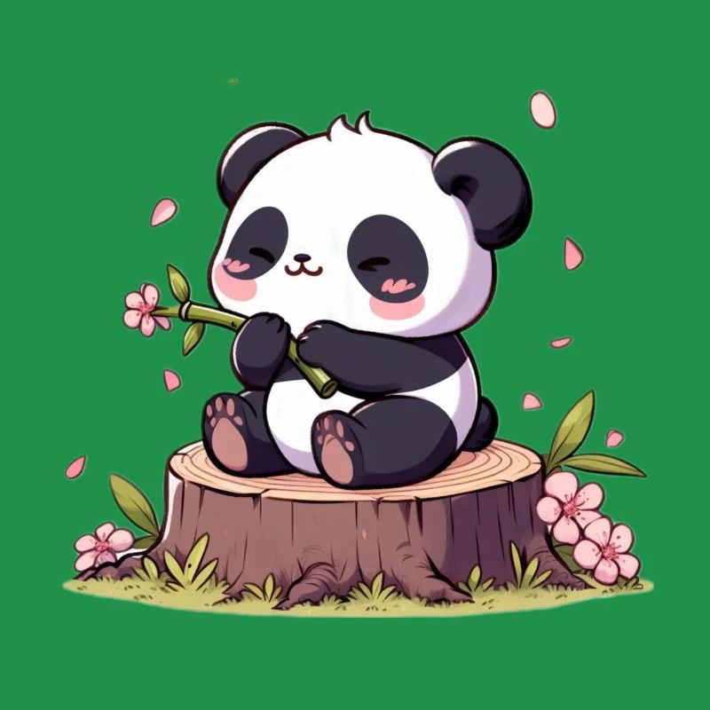 Panda sur souche d’arbre