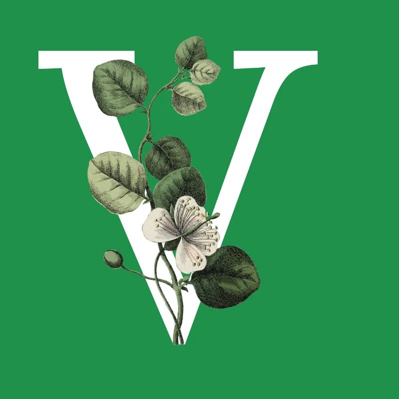 lettre v botanique vert