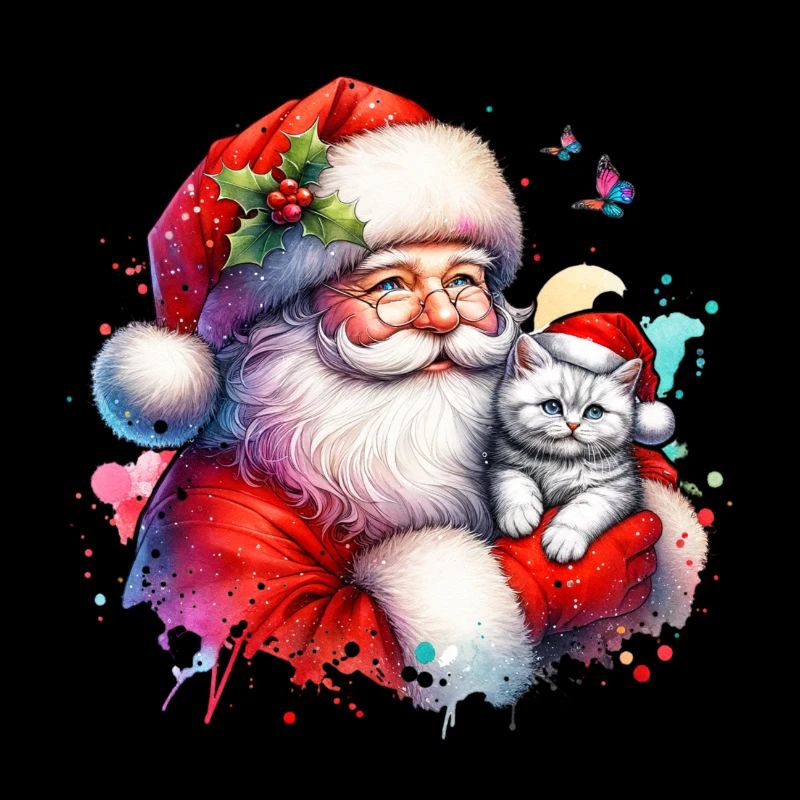 Père Noël avec chat mignon