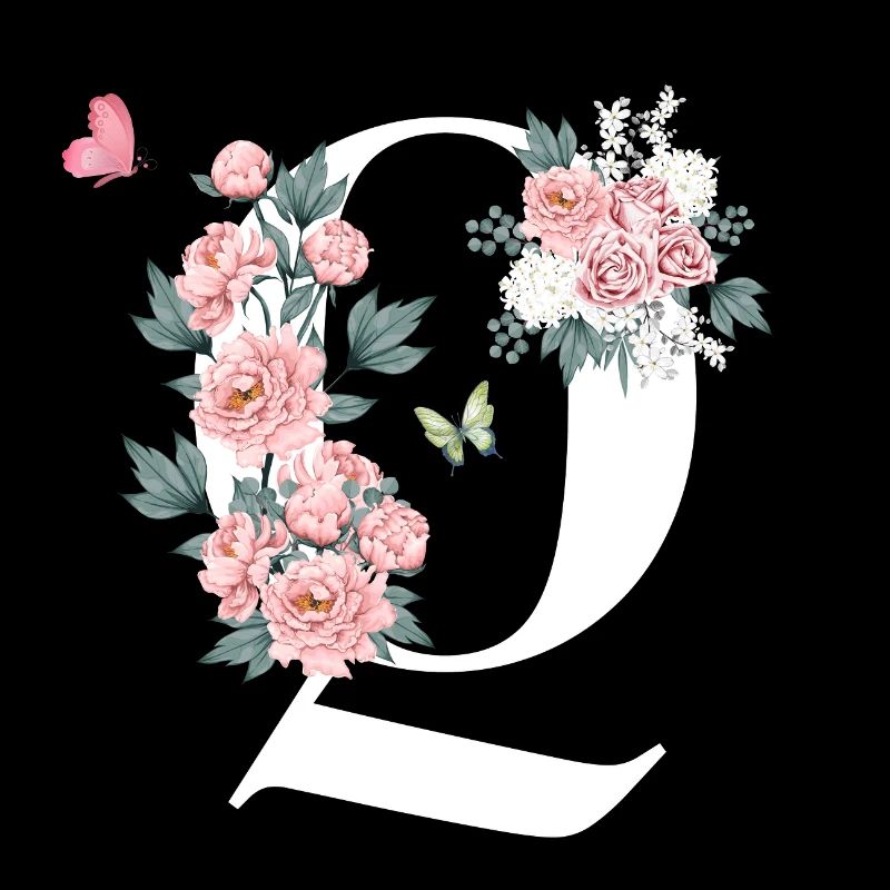 Lettre q fleurs rose