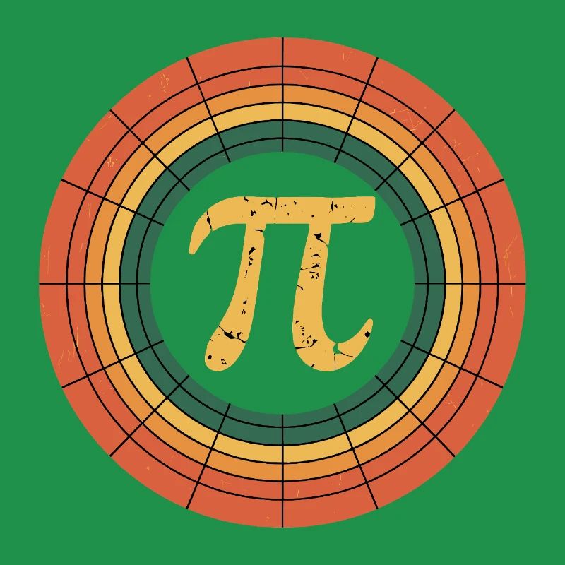 Retro Style Pi Tag Geometric Pattern Art
