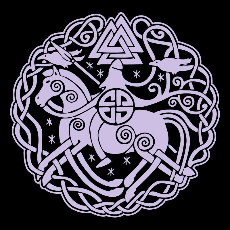 Odin auf Sleipnir mit Hugin und Munin 2C