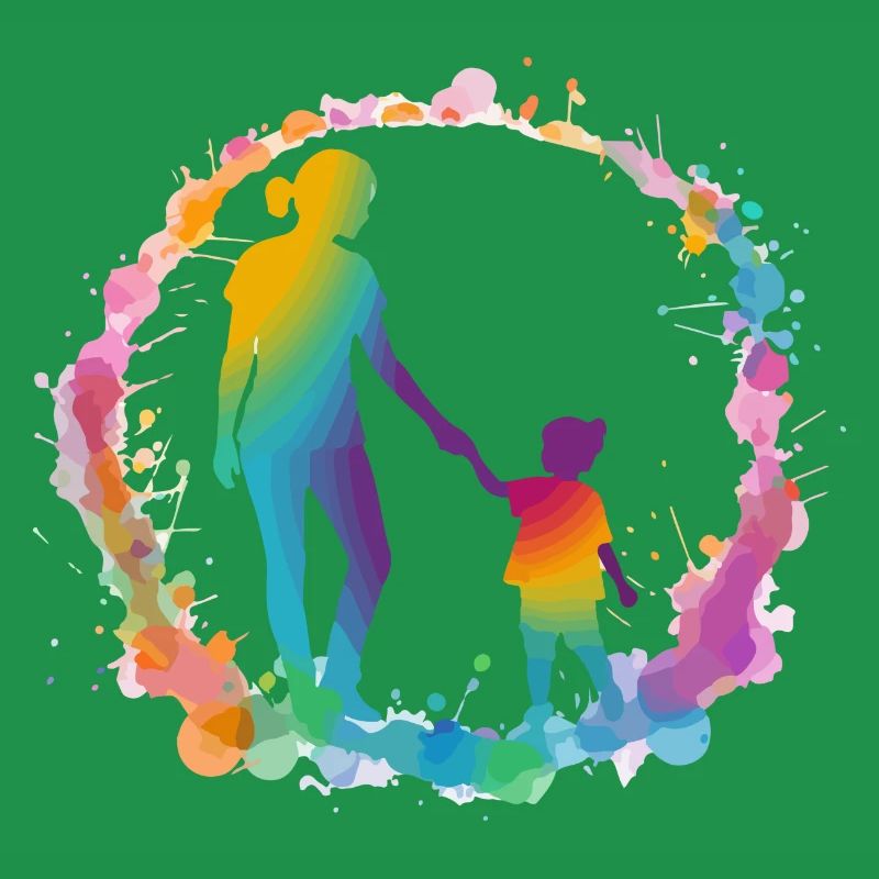Silhouette von Mutter und Tochter