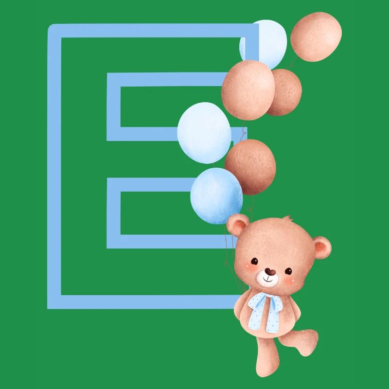 Blauer Buchstabe E Bär