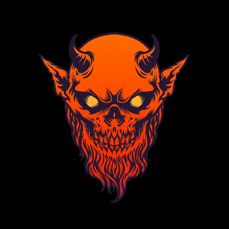 Devil Demon Rot mit Horn und Bart