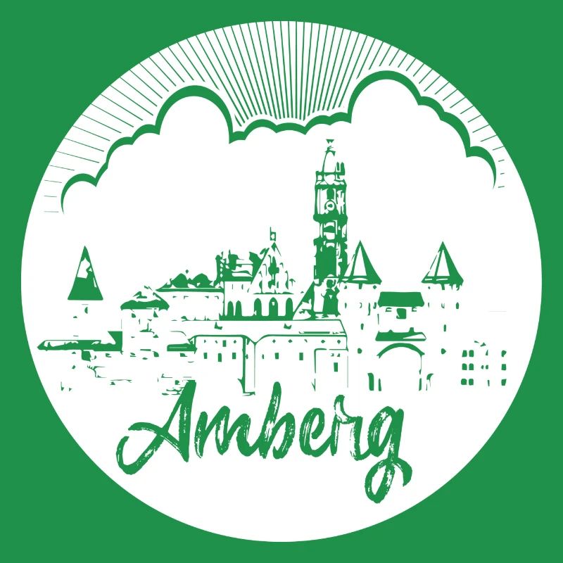 skyline, amberg, cercle, rétro, coupe aux ciseaux, blanc